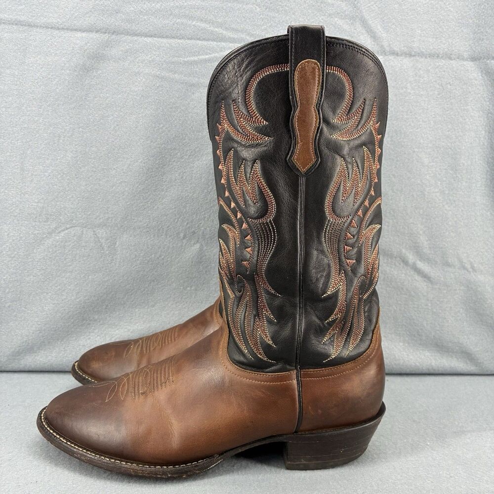Nocona Cowboy Boots Men’s Size 10 Brown Black Leather Western Made in USA